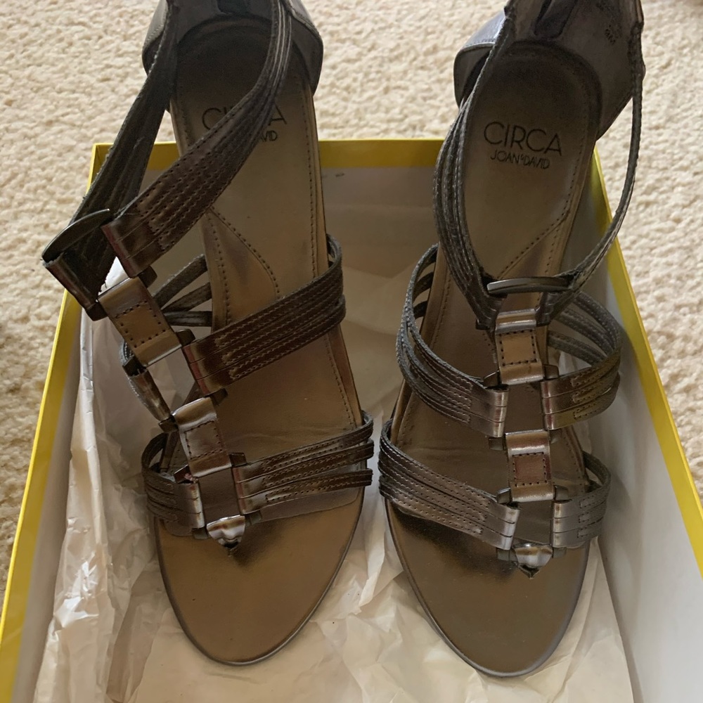 Joan and David Circa Pewter Sandals